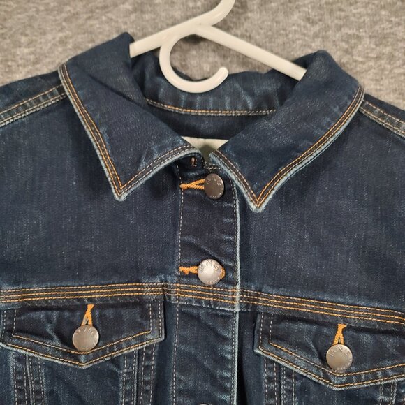 MNG by Mango Denim Dark Wash Classic Crop Jean jacket Size XL - Picture 4 of 13